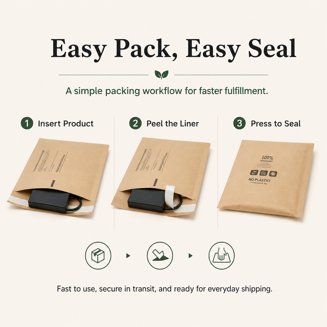 Compostable Kraft Bubble Mailer Bags | Eco-Friendly Shipping Envelopes