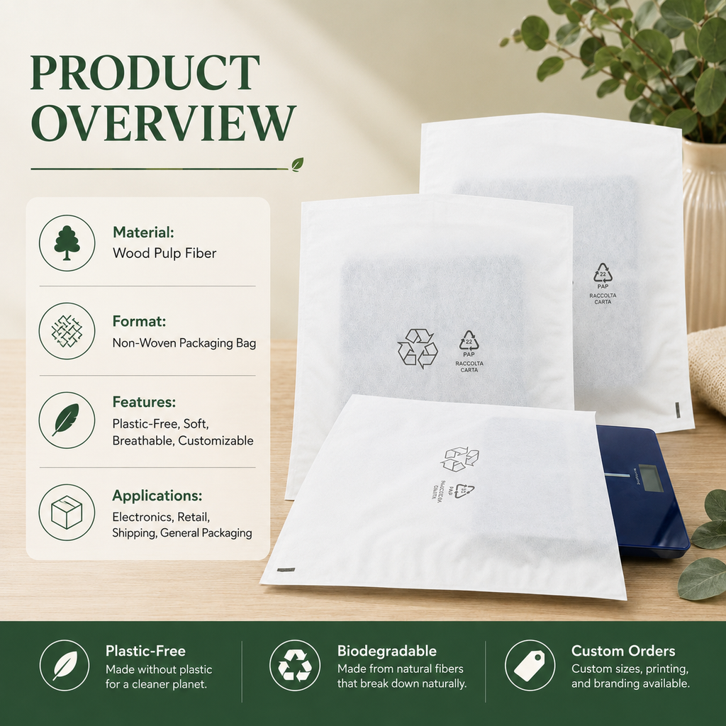 Degradable Wood Pulp Non-Woven Bags | Eco Packaging for Electronics, Chargers & Cables