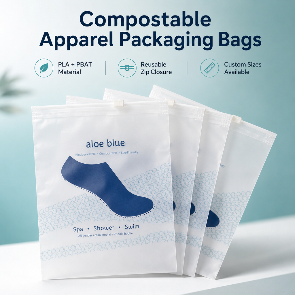 Compostable Frosted Zip Lock Mailer Bags, Sample Order | Eco-Friendly Apparel Packaging