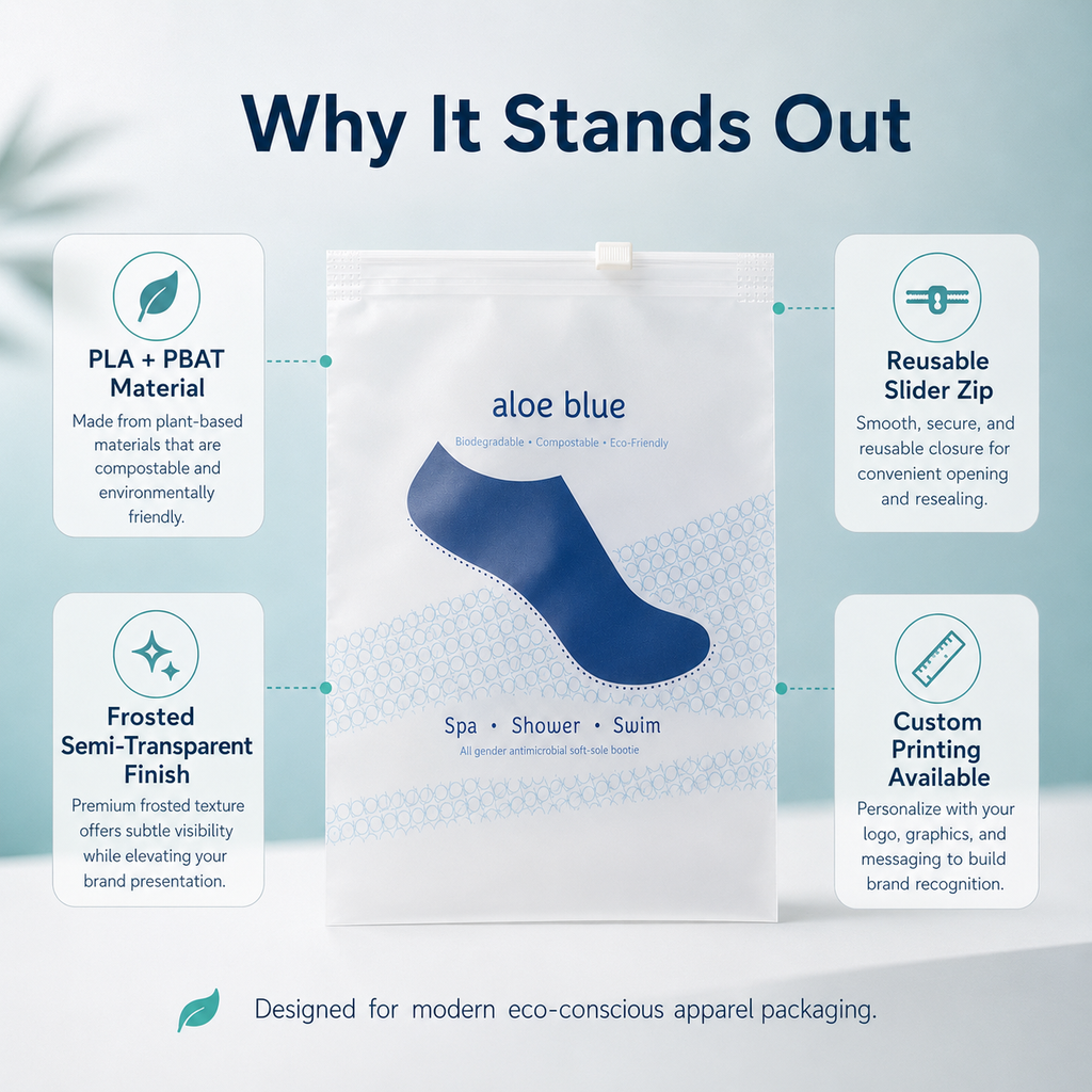 Compostable Frosted Zip Lock Mailer Bags, Sample Order | Eco-Friendly Apparel Packaging