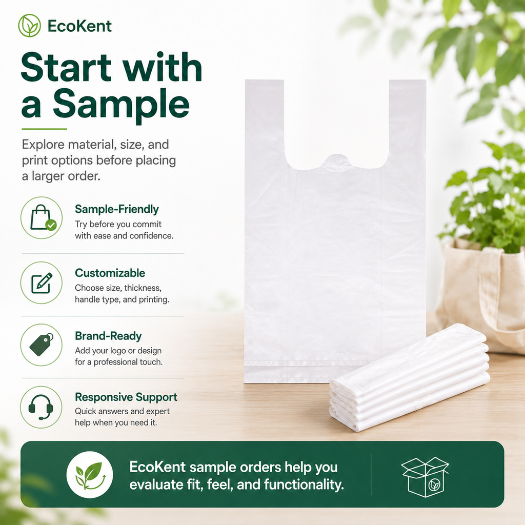 Compostable Grocery Bags | PLA+PBAT Biodegradable Carrier Bags for Retail & Takeout