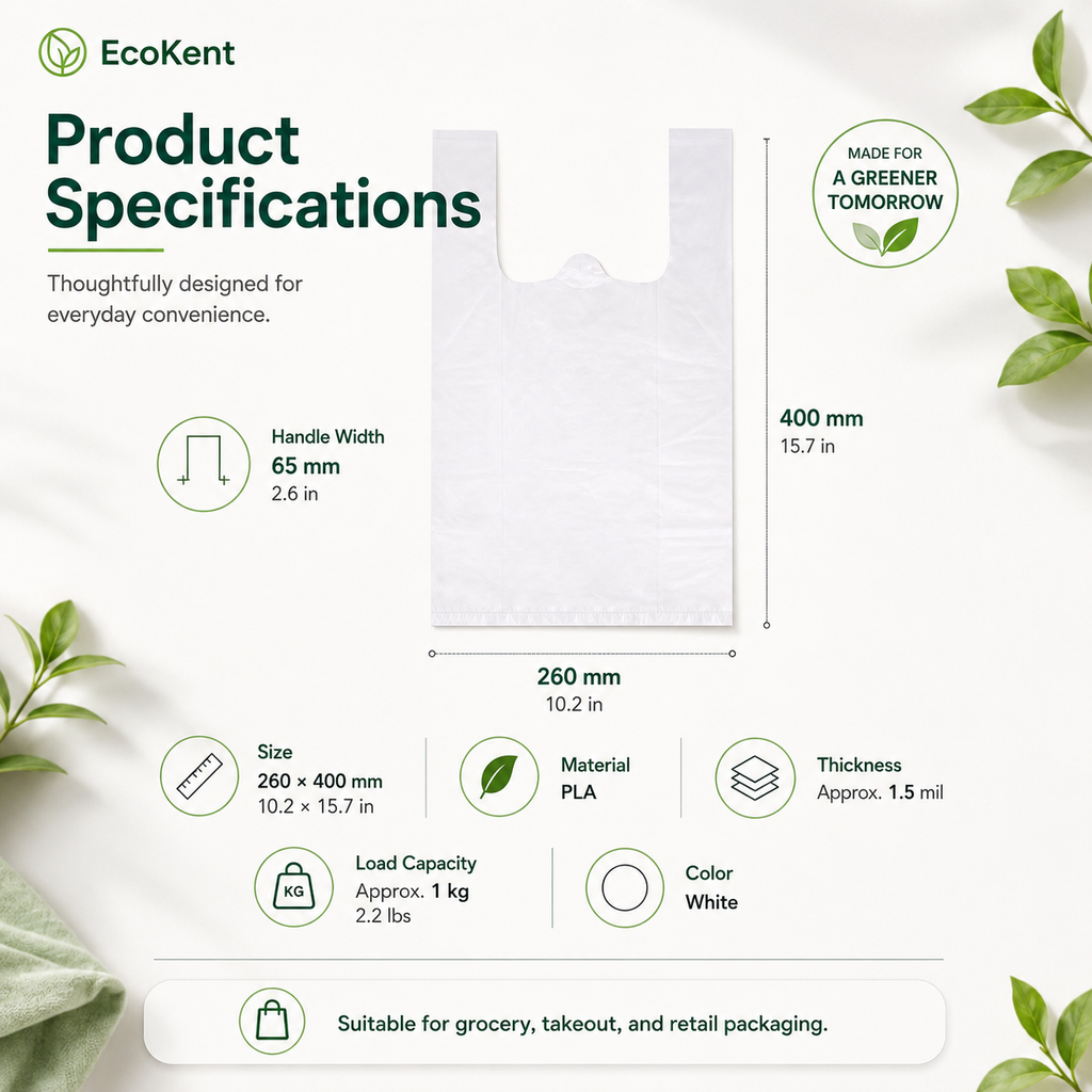 Compostable Grocery Bags | PLA+PBAT Biodegradable Carrier Bags for Retail & Takeout