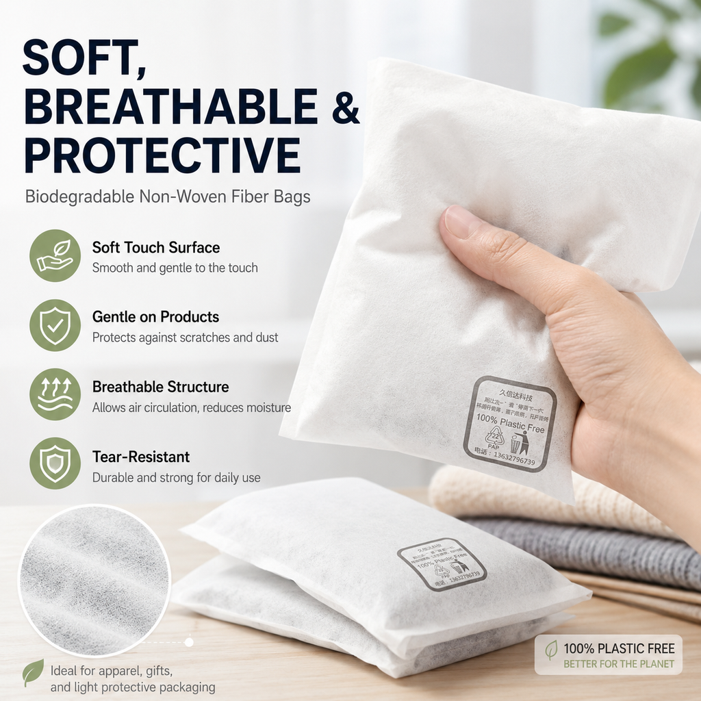 Degradable Plant Fiber Non-Woven Bags | Plastic-Free Eco Packaging for Apparel & Gifts