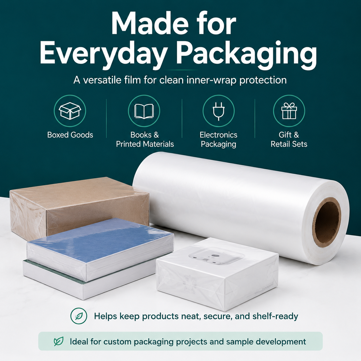 Compostable Shrink Film | PLA+PBAT Biodegradable Packaging Wrap for Retail & Shipping