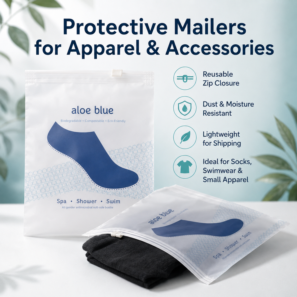 Compostable Frosted Zip Lock Mailer Bags, Sample Order | Eco-Friendly Apparel Packaging