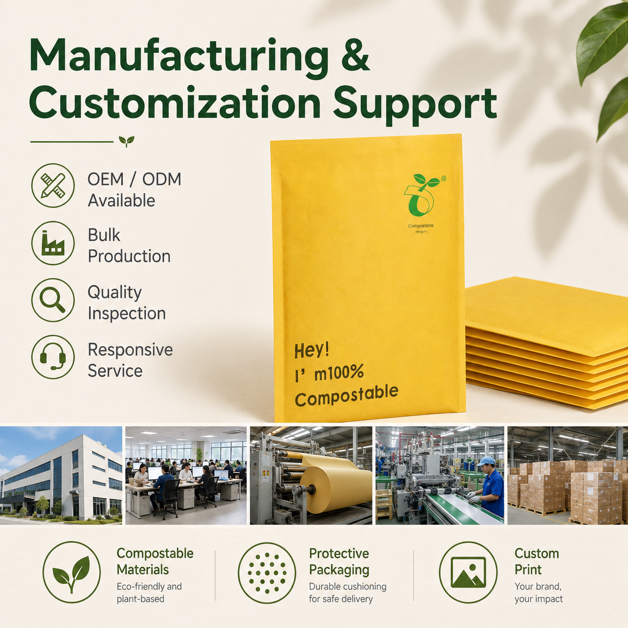 Compostable Yellow Kraft Bubble Mailers