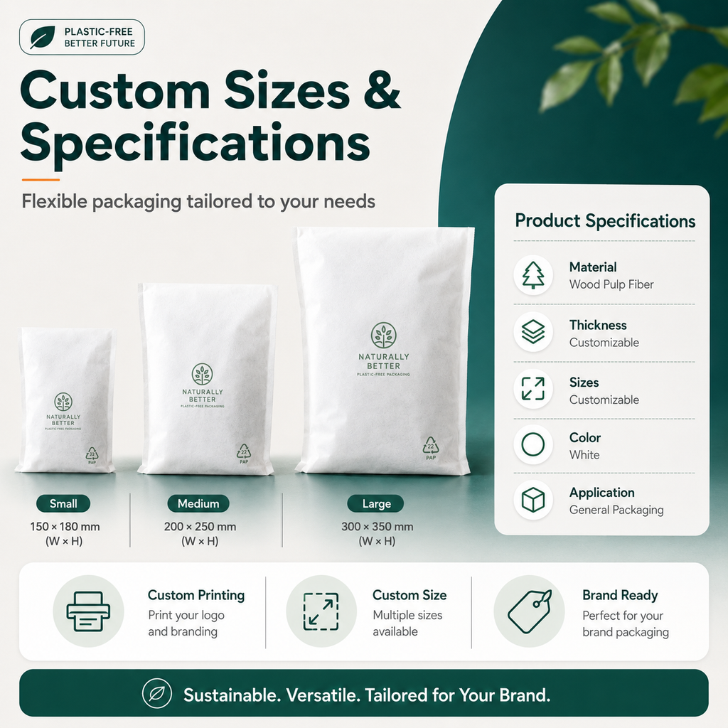 Fully Compostable Wood Pulp Non-Woven Packaging Mailer Bags