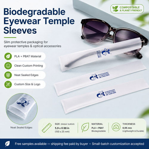 Biodegradable Eyewear Temple Sleeve Bags
