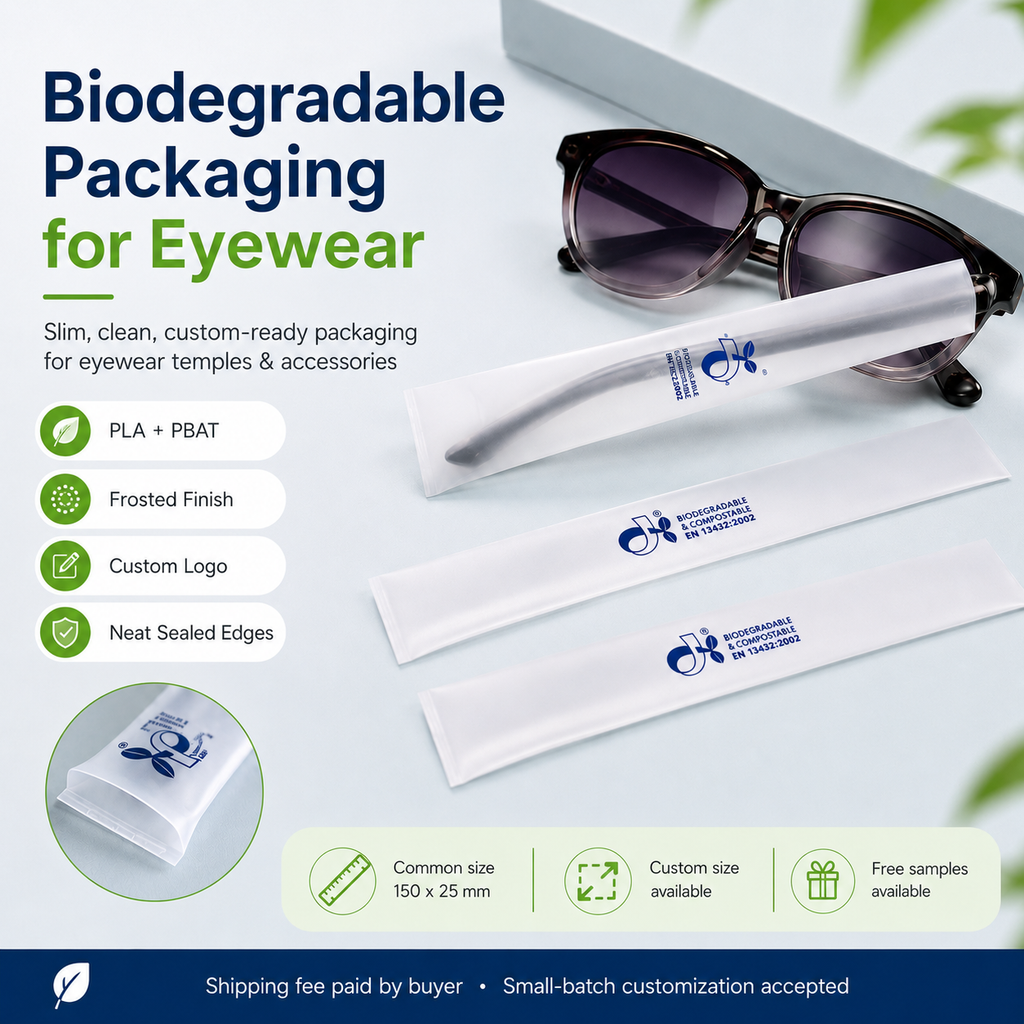 Biodegradable Eyewear Temple Sleeve Bags