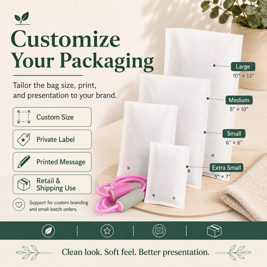 Wood Pulp Non-Woven Packaging Bags for Jump Ropes | Eco Fitness Accessory Packaging