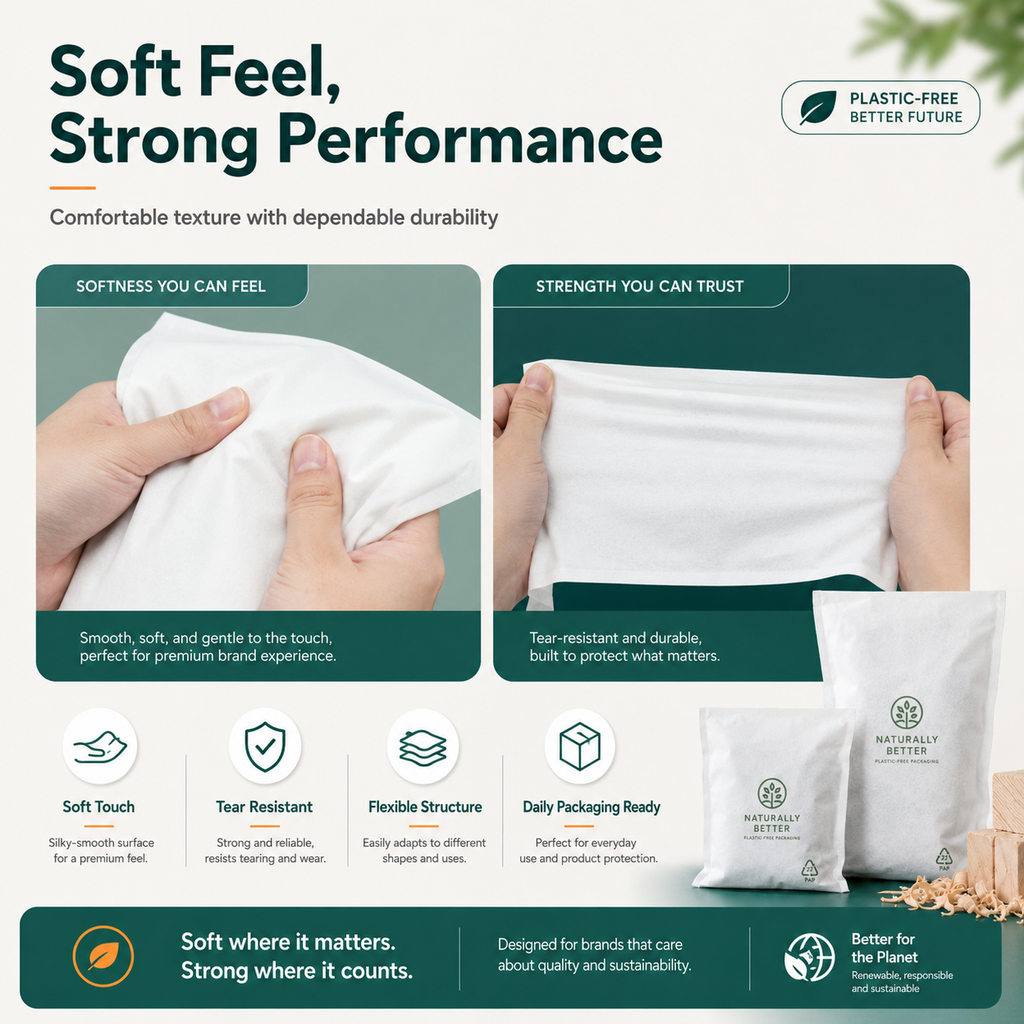 Fully Compostable Wood Pulp Non-Woven Packaging Mailer Bags