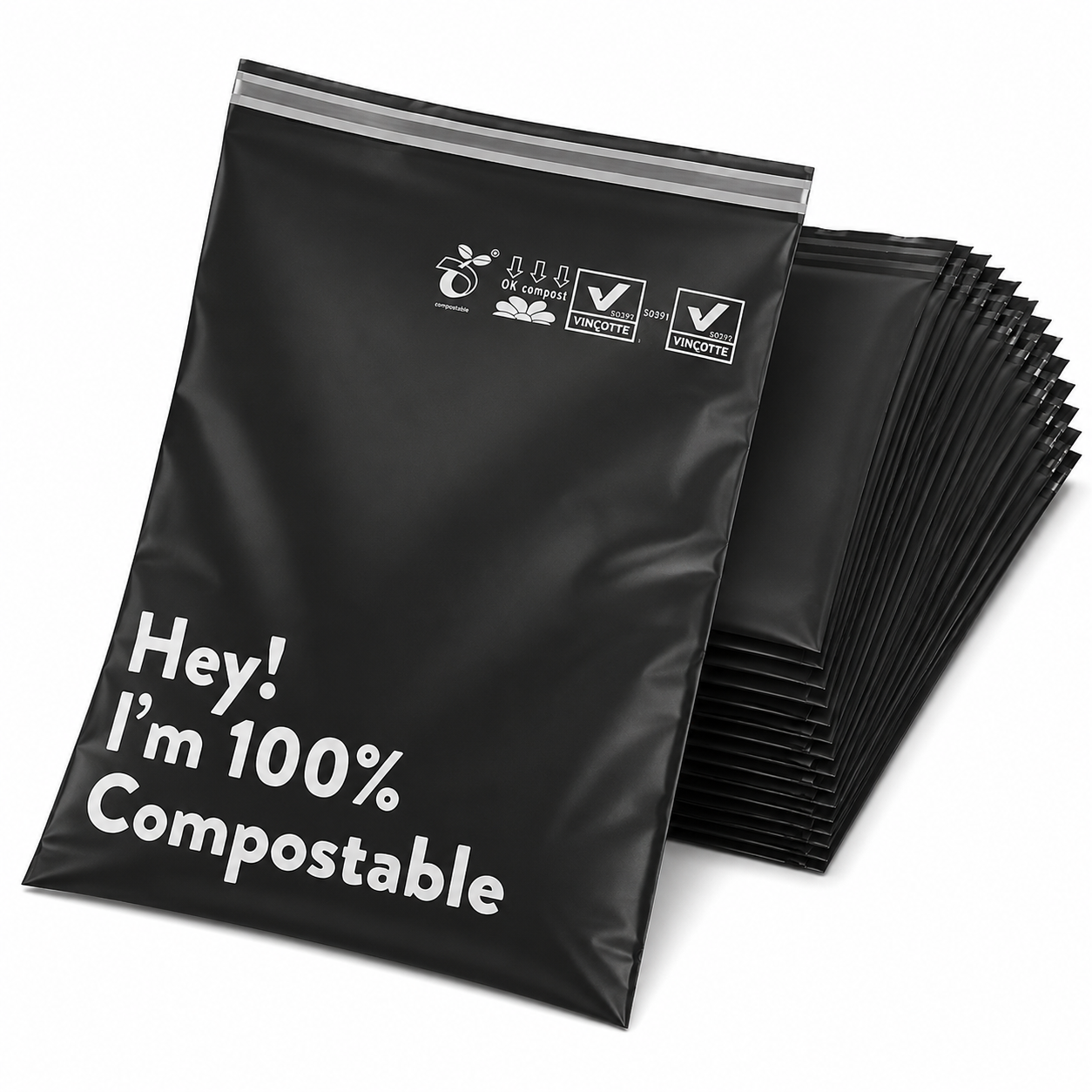 12" x 15.5" Biodegradable Poly Mailers, 50 Count Eco-Friendly Self-Seal Shipping Bags