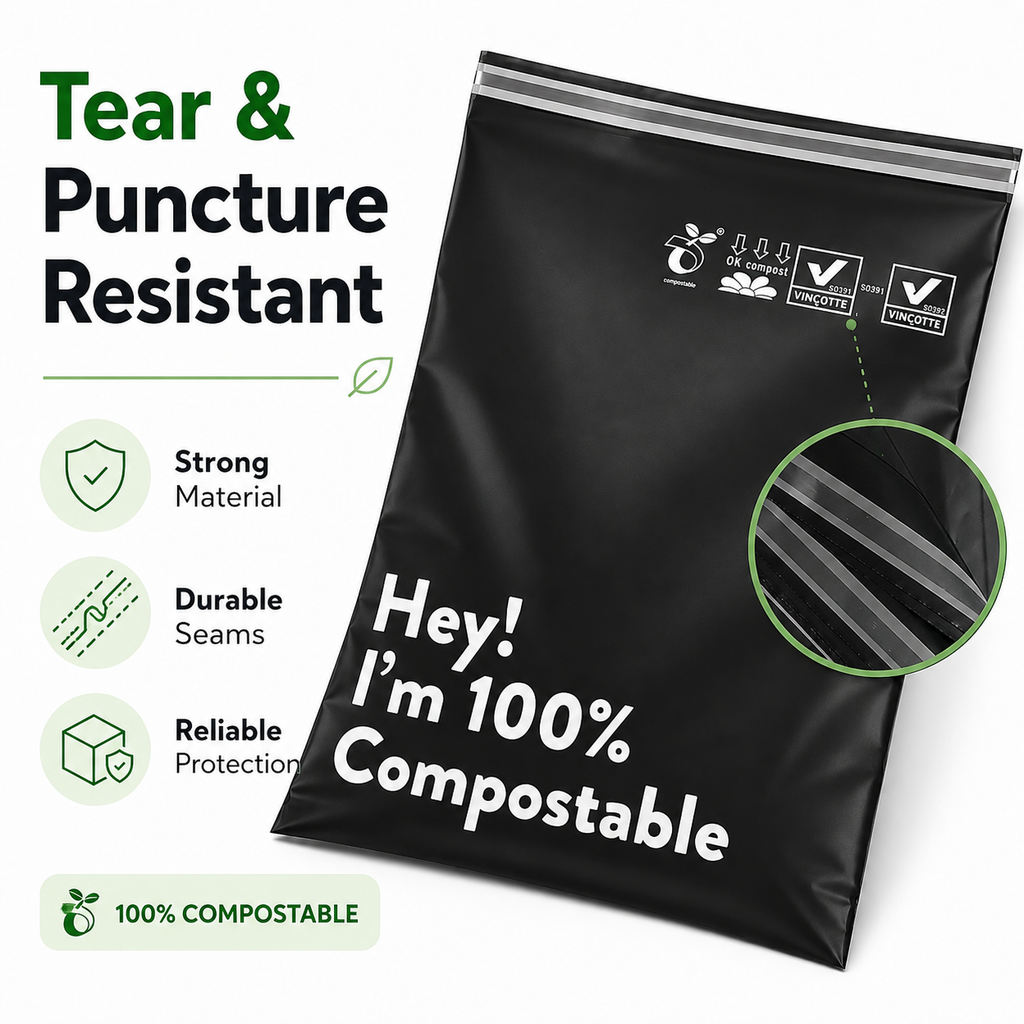 12" x 15.5" Biodegradable Poly Mailers, 50 Count Eco-Friendly Self-Seal Shipping Bags