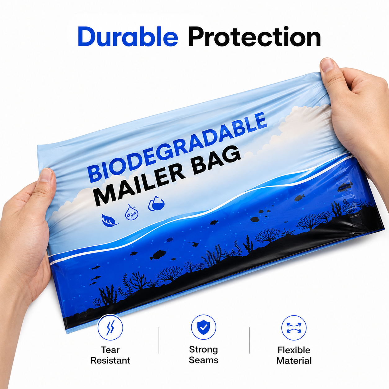 10" x 13" Biodegradable Poly Mailers, 50 Count Eco-Friendly Self-Seal Shipping Bags