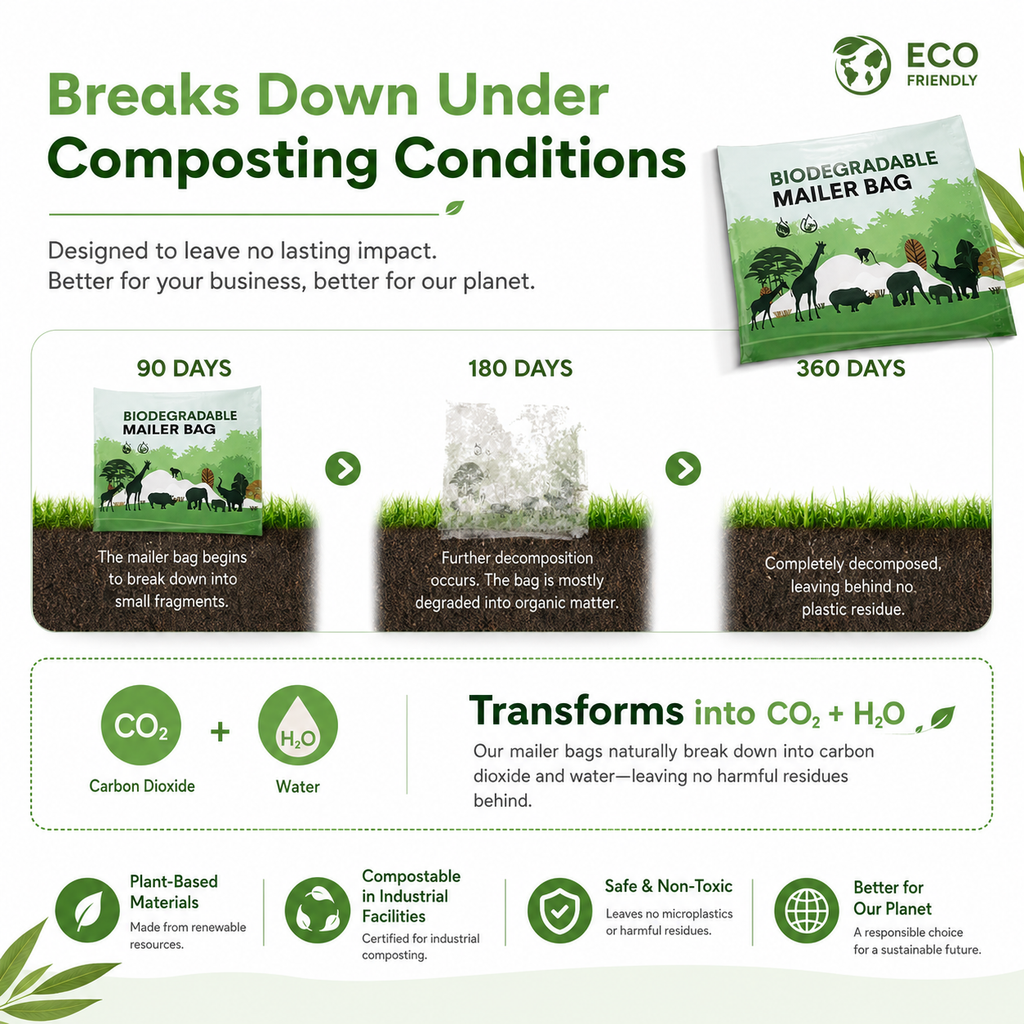 10" x 13" Biodegradable Poly Mailers, 50 Count Eco-Friendly Self-Seal Shipping Bags