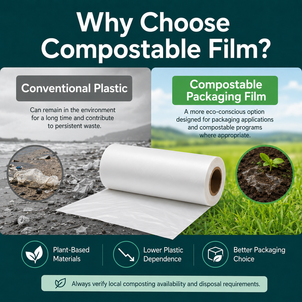 Compostable Shrink Film | PLA+PBAT Biodegradable Packaging Wrap for Retail & Shipping