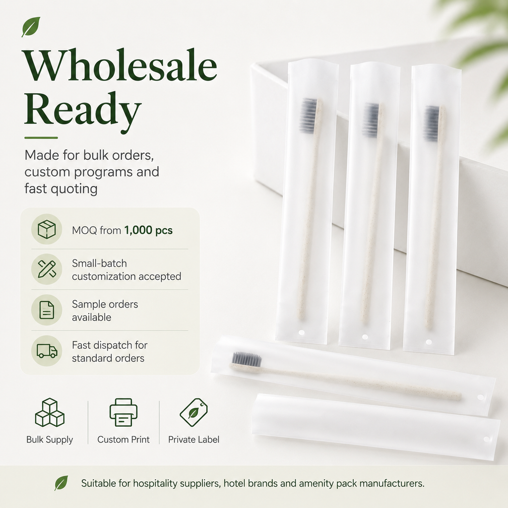 Biodegradable Toothbrush Sleeve Bags | PLA PBAT Frosted Hotel Packaging