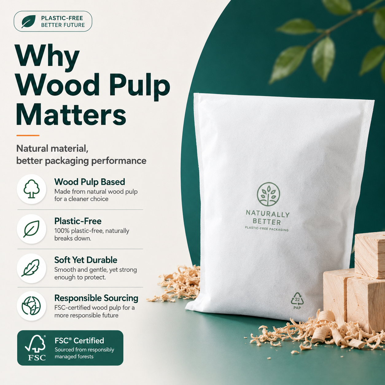 Fully Compostable Wood Pulp Non-Woven Packaging Mailer Bags