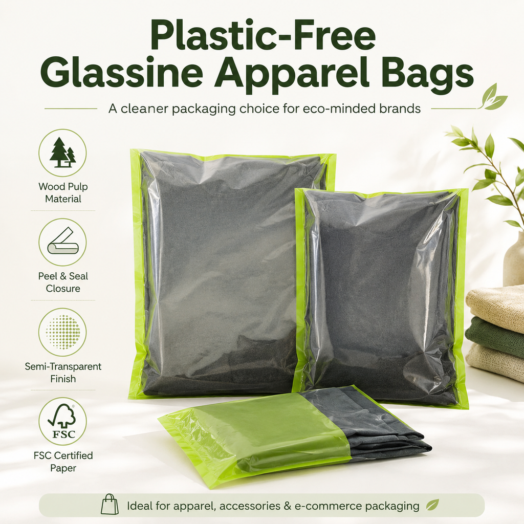 Plastic-Free Glassine Apparel Packaging Bags