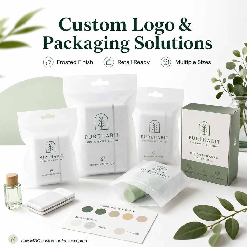 Compostable Frosted Packaging Bags for Electronics & Accessories