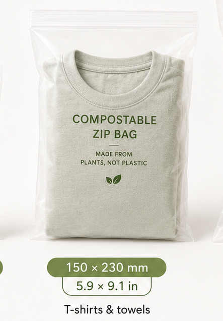 PLA + PBAT Biodegradable Clear Zip Bags
