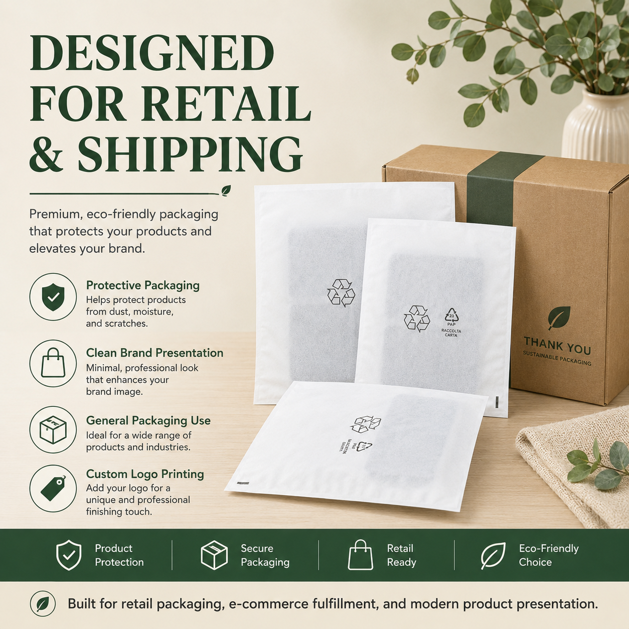 Degradable Wood Pulp Non-Woven Bags | Eco Packaging for Electronics, Chargers & Cables