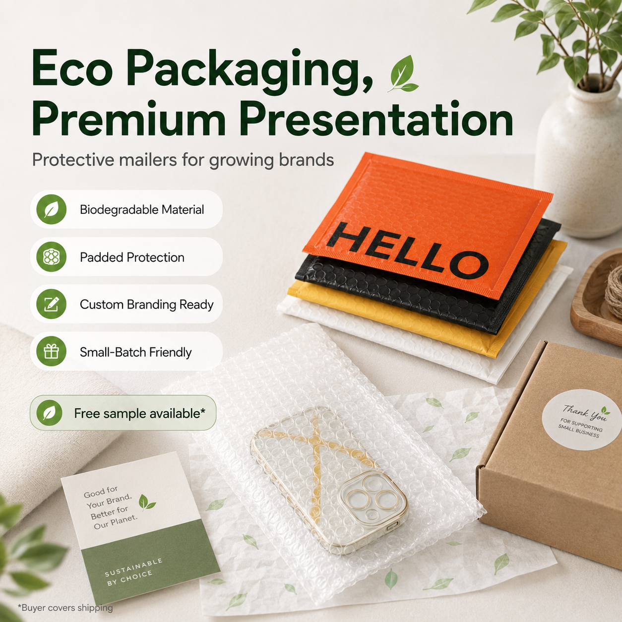 Custom Biodegradable Padded Mailers for E-commerce Packaging