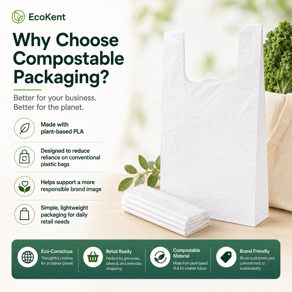 Compostable Grocery Bags | PLA+PBAT Biodegradable Carrier Bags for Retail & Takeout