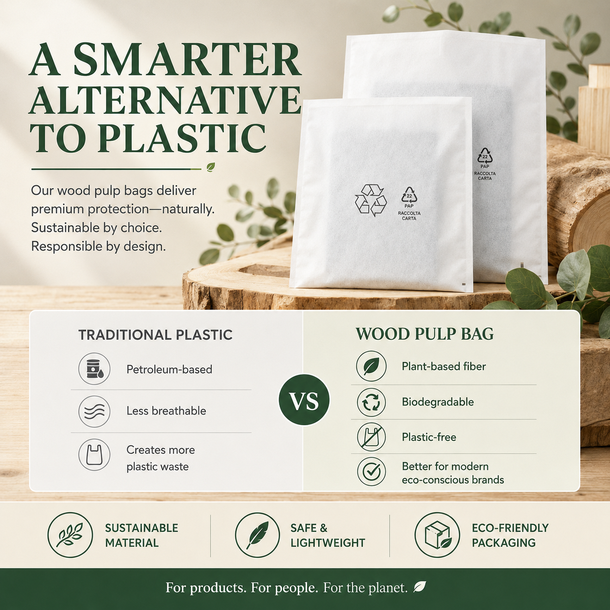 Degradable Wood Pulp Non-Woven Bags | Eco Packaging for Electronics, Chargers & Cables