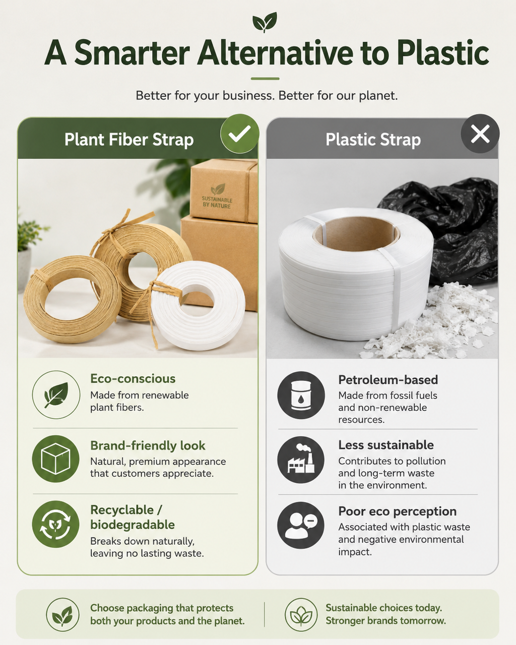 Biodegradable Plant Fiber Packing Straps | Eco Kraft Paper Banding for Shipping & Retail
