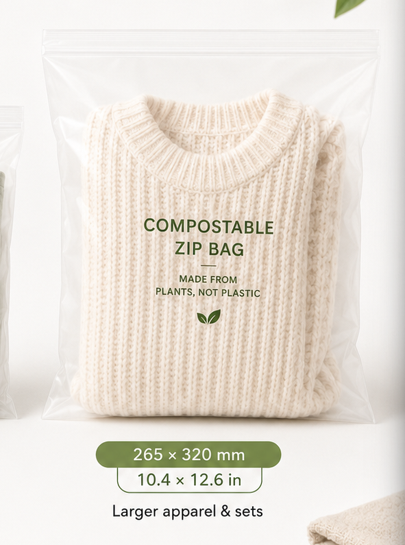 PLA + PBAT Biodegradable Clear Zip Bags